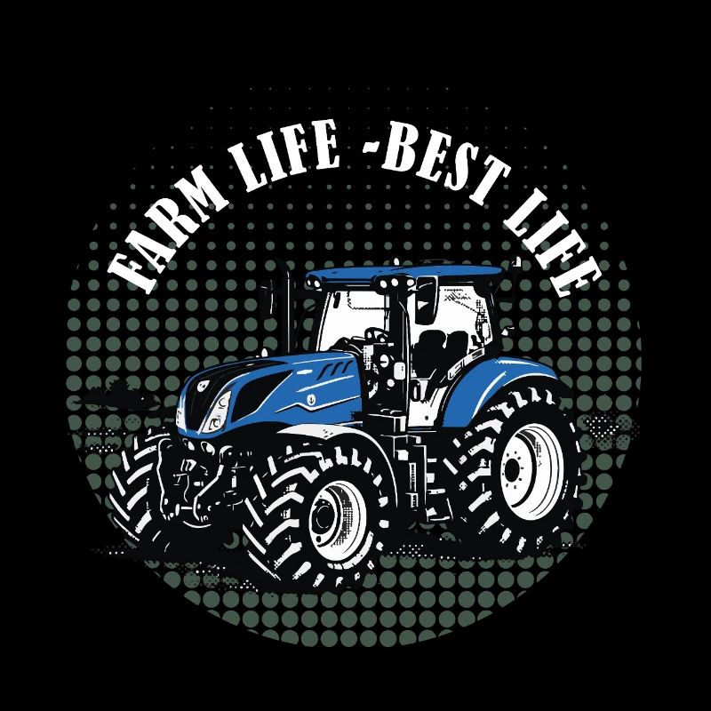 Farm Life – Blauer Traktor Vintage Halftone