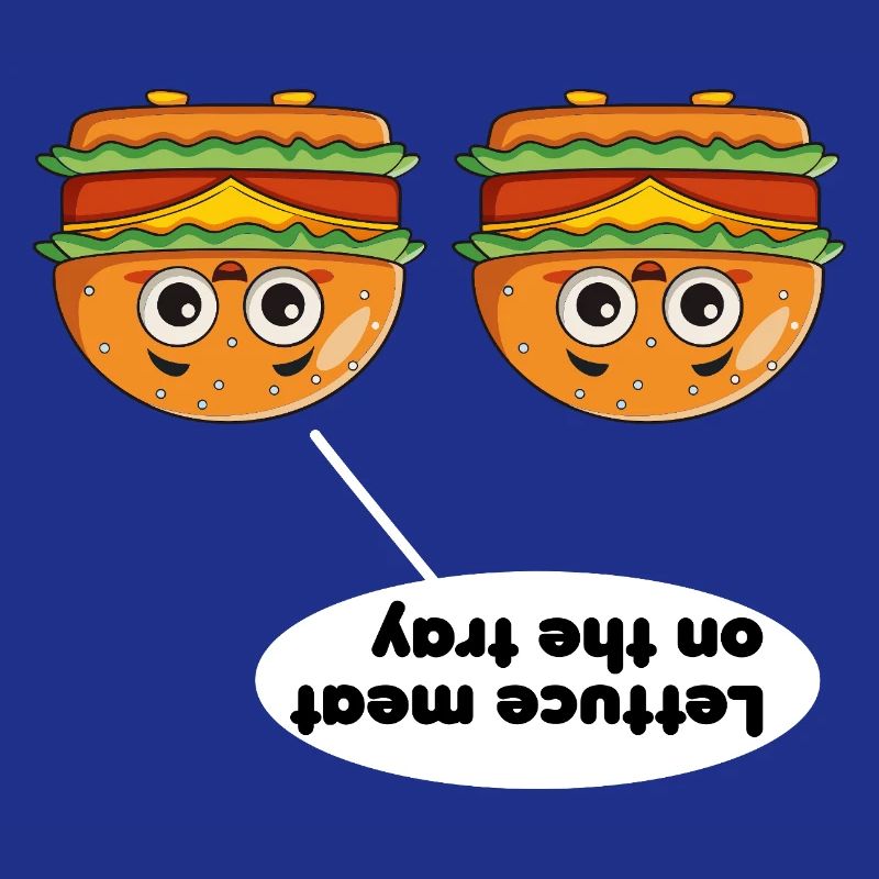 Laitue Viande sur le plateau Burger drôle Jeu de mots