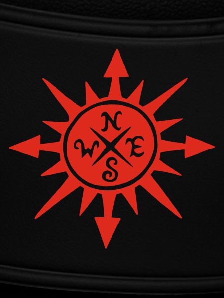 Red sun and compass