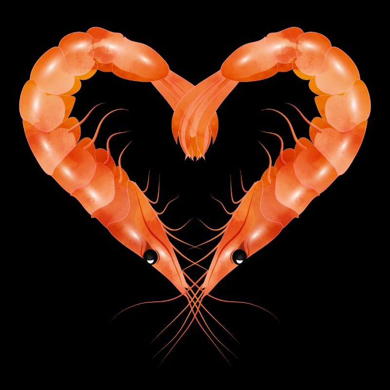 two prawns or shrimps designed in heart shape