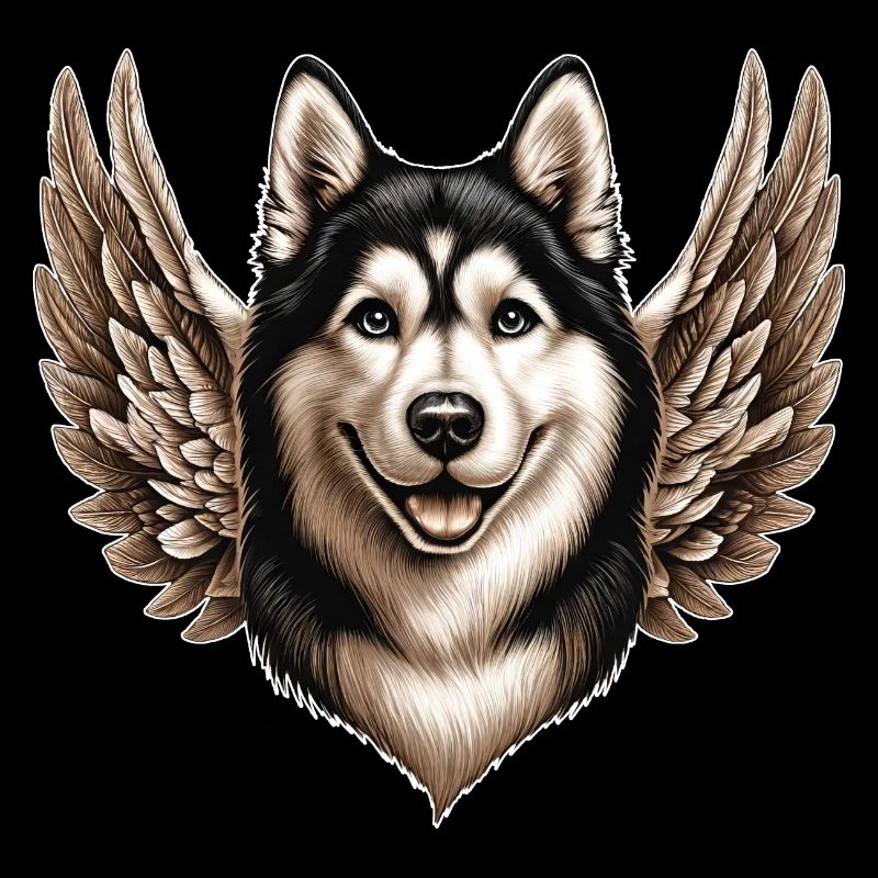 Hund Husky Wolfshund Schäferhund Engel Flügel