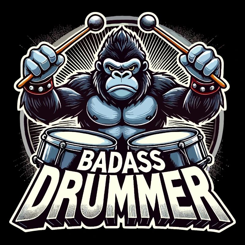 Badass Drummer Gorilla Cool Gift