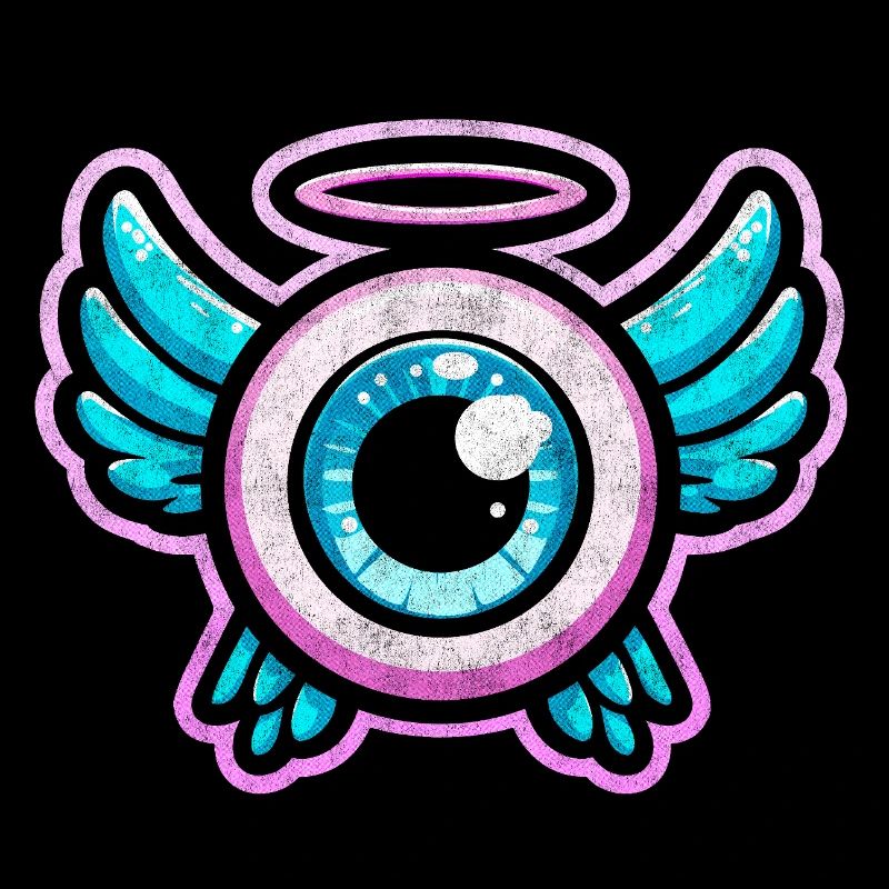 Whimsical Eye with Angel Wings Design