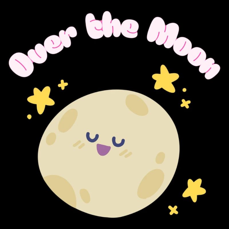 Over_the_Moon Phrases Slang Idiom funny cutedesign