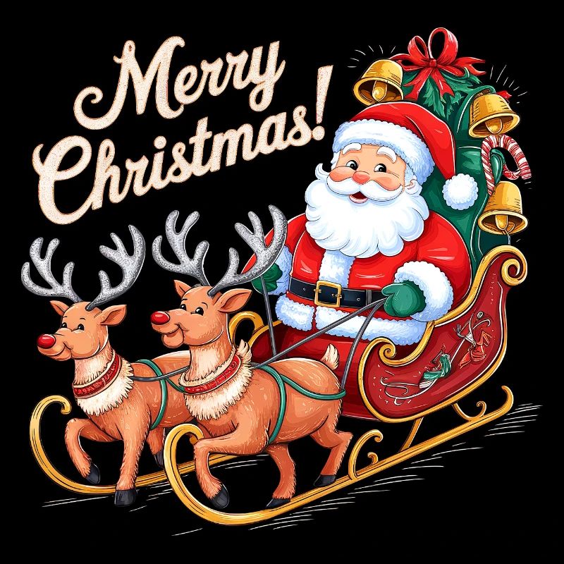 Weihnachtsmann Rentier Schlitten Merry Christmas