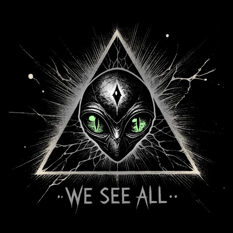 Alien Triangle We See All Cosmic Symbol Tee