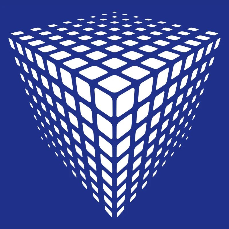 Monochrome Grid Cube Illusion