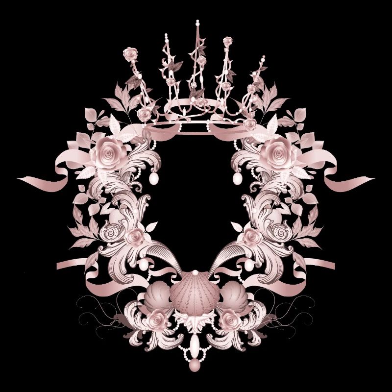 Pink Baroque Frame with Crown & Floral Ornaments
