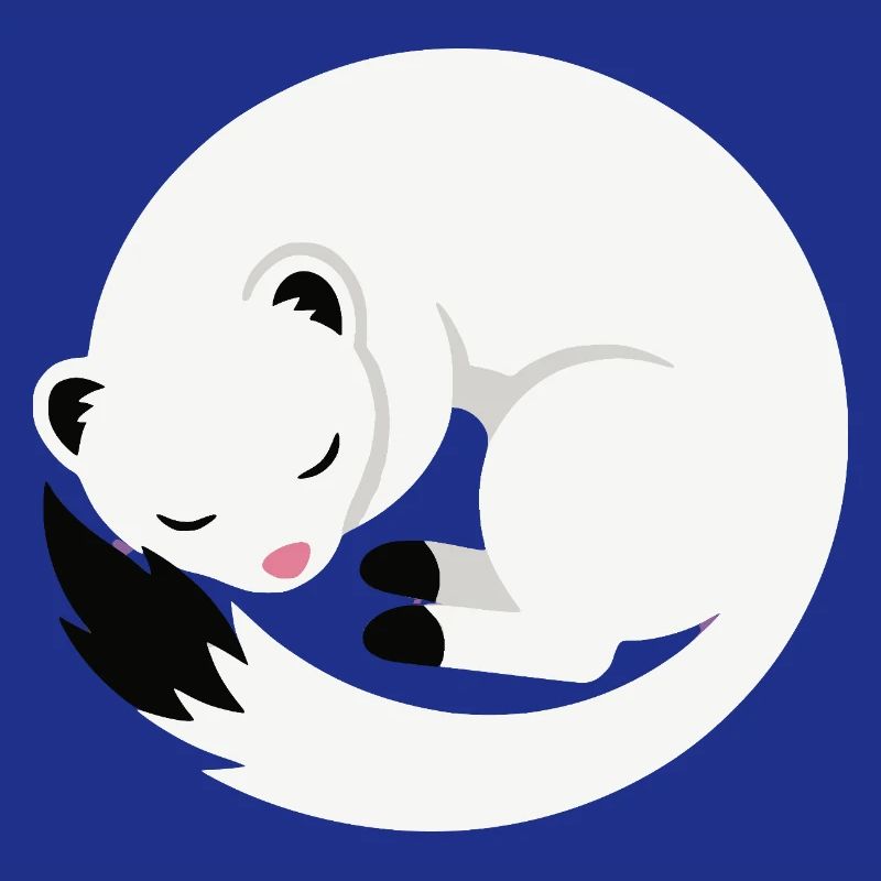 Cute sleeping ermine minimalist style