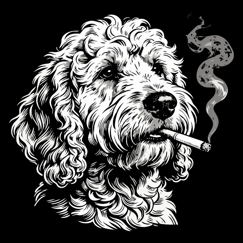 Smoking Goldendoodle : Drôle de dessin de mème de chien