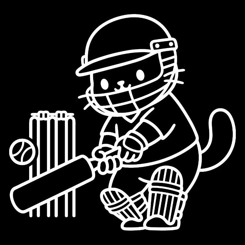 Kawaii Cat Cricket Player