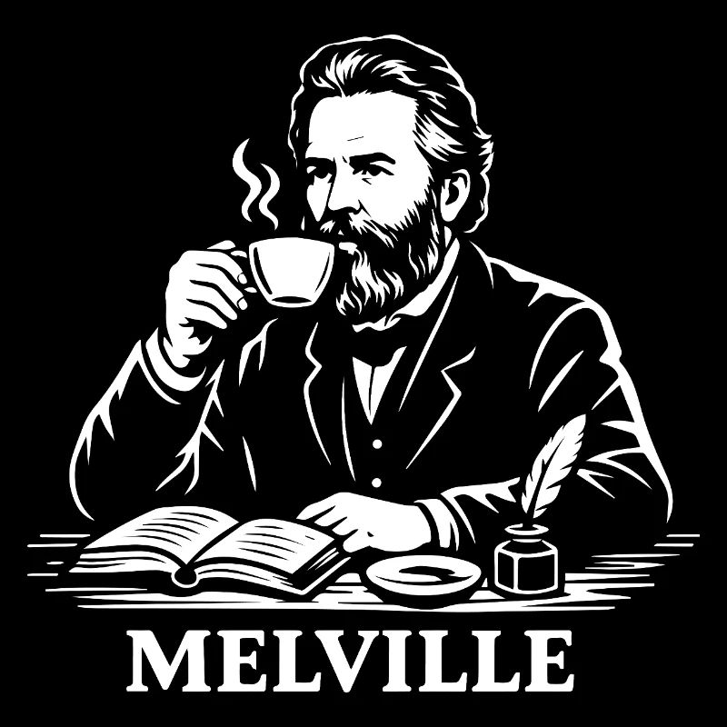 Herman Melville is drinking coffee