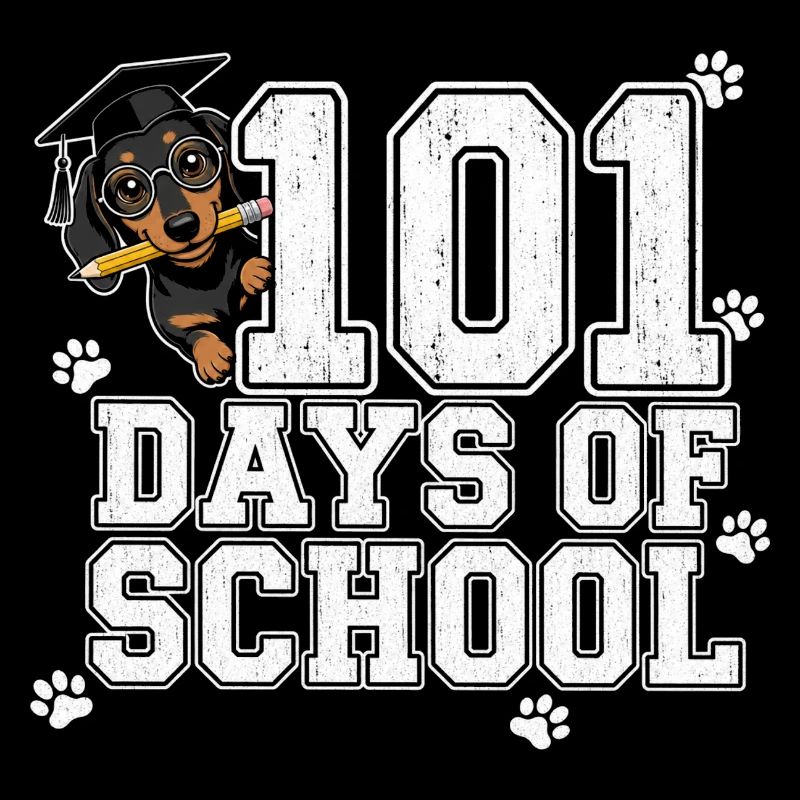 101 jours d’école teckel lunettes pattes mignons