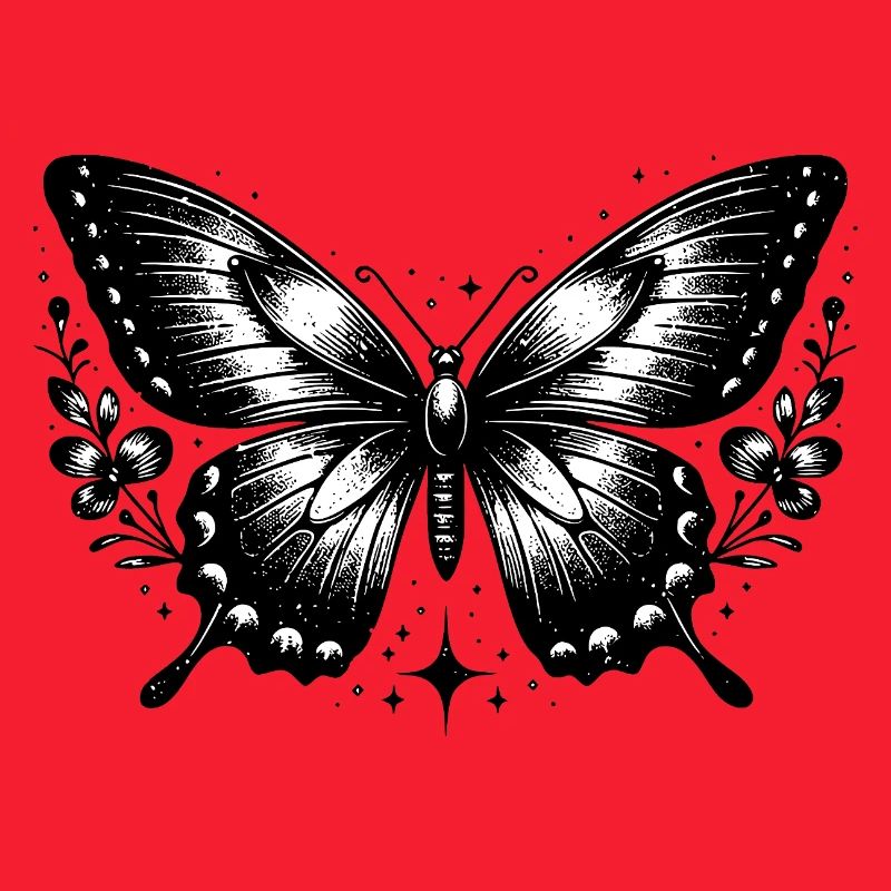 Papillon noir et blanc bohème