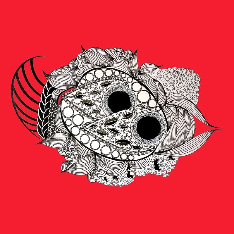 Black and White Mandala Fish Pattern