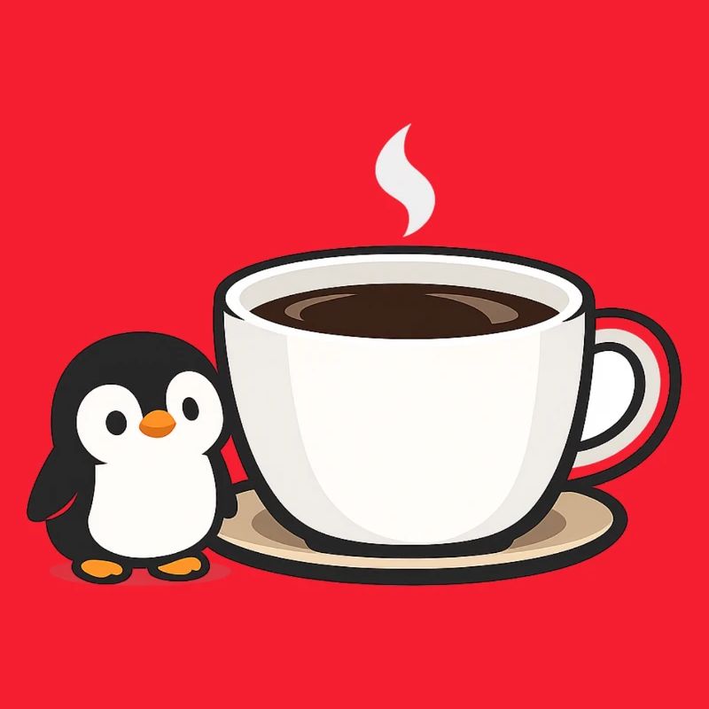 Kaffeepinguin mit Tasse Design