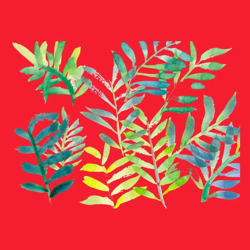 Water-coloured leaf branches