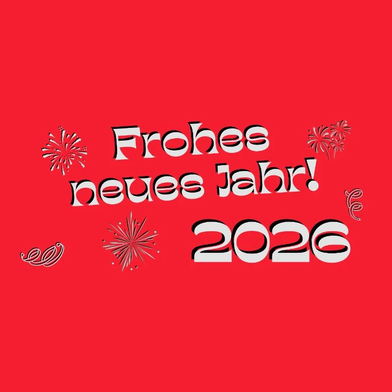 Happy New Year 2026 silver text decorative