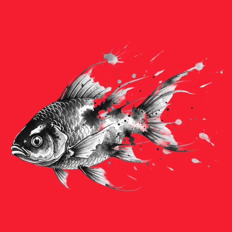 Goldfish Koi Ink Art Drawing Vector