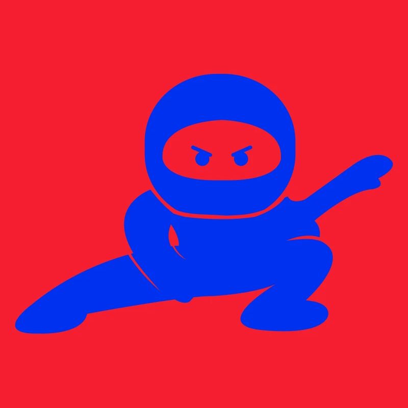 Blauer Ninja in Aktionspose
