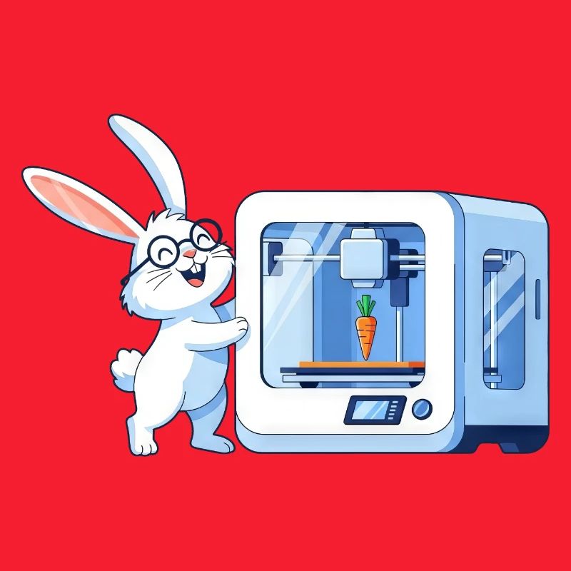 Funny Rabbit Nerd Programmeur Imprimante 3D