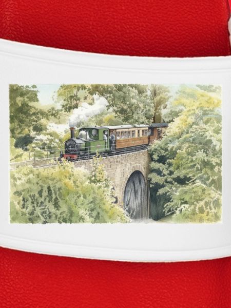 Aquarell-Dampfeisenbahn-Viadukt