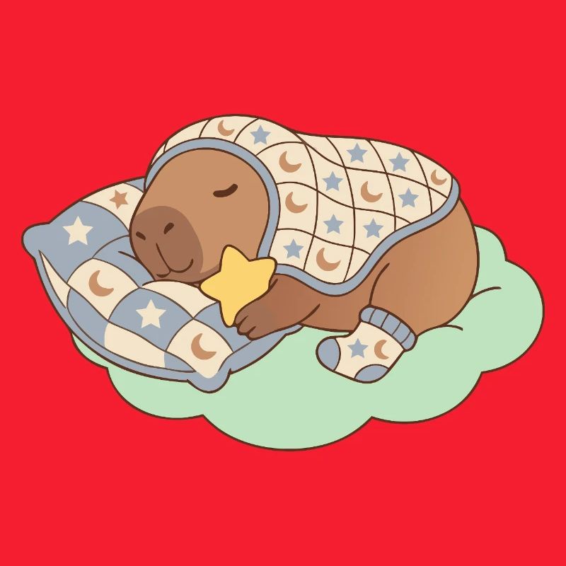 "Snug Sleeping Capybara On A Cloud - Aesthetic