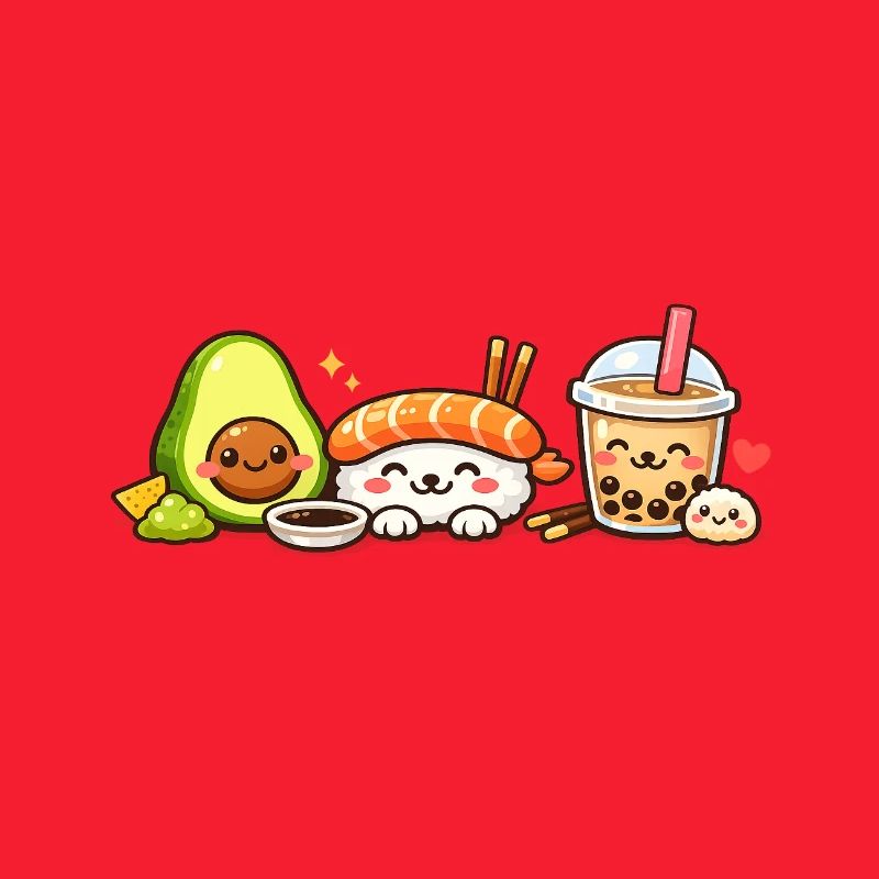 Kawaii Sushi Avocado Bubble Tea