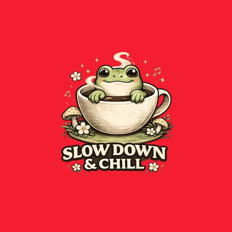 Slow Down & Chill – Cute Frog Coffee Aesthetic 