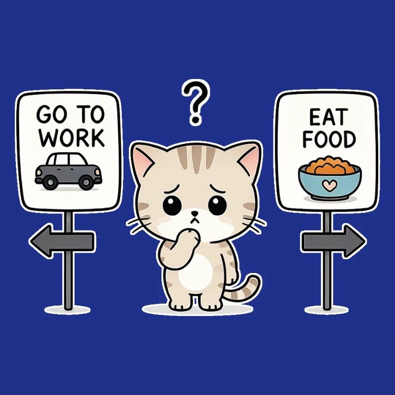 Katzendilemma: Arbeit oder Mahlzeit