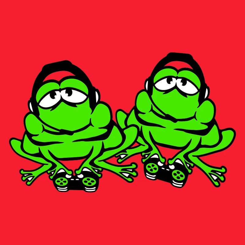 2 Frogs Gamer Nerd Gaming Controller Game Team