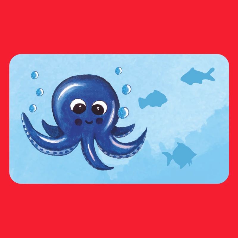 Funny octopus and fish with bubbles