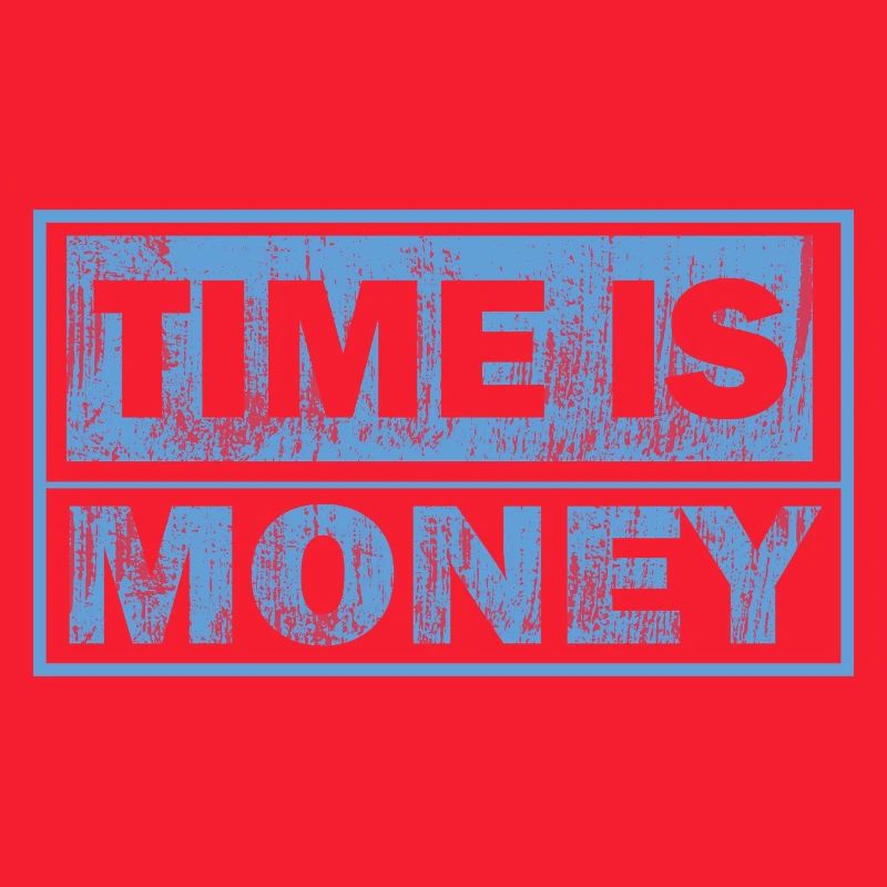 Zeit ist Geld – Blauer Blocktext
