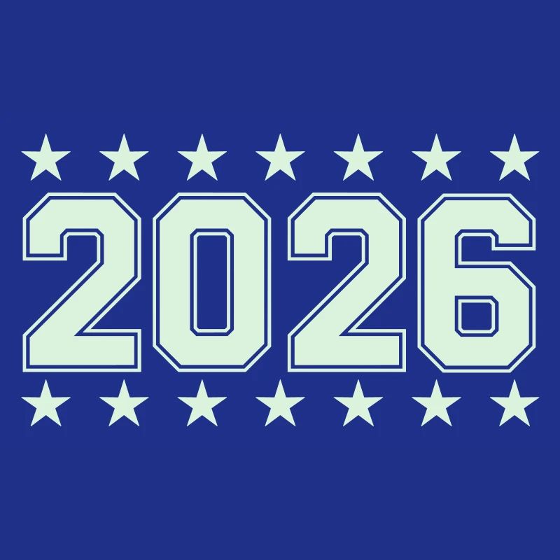 2026 Retro Block Font with Stars