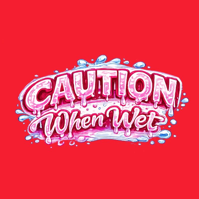 Caution When Wet Funny Flirty Statement Tee pun sp