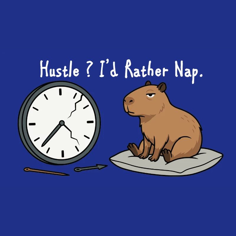 Capybara Nap Humor Broken Clock White