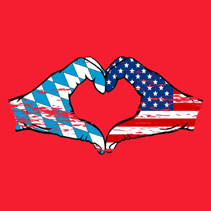 Bavière, USA, Drapeau, Mains, Forme de coeur Utilisé