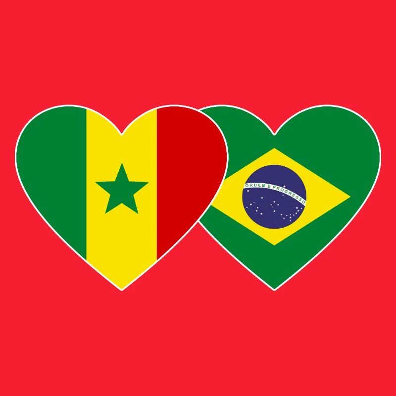 Sénégal Brésil Drapeau Mains Coeur Forme