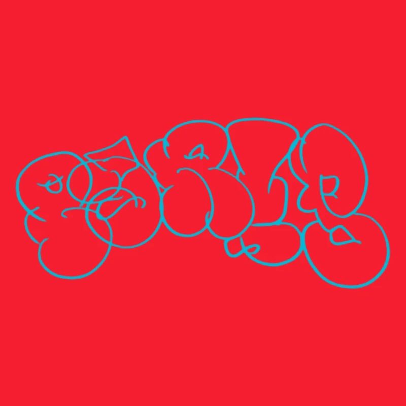 Blue bubble graffiti pattern in Paris style