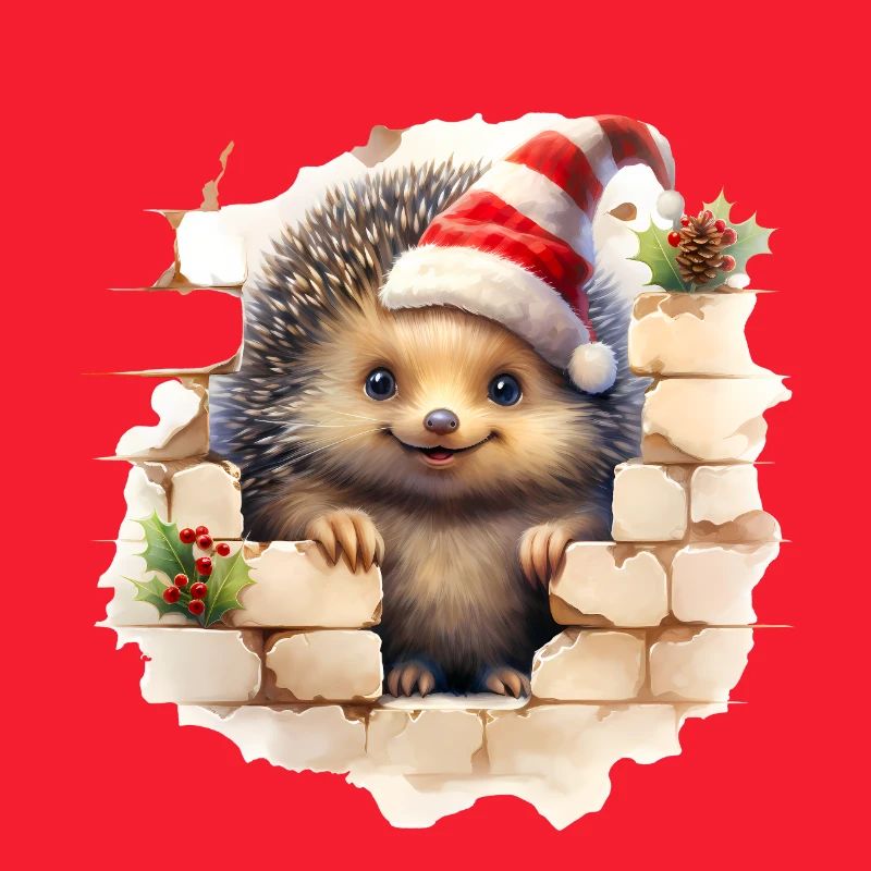 Hérisson de Noël dans le mur