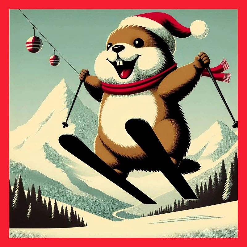 Marmotte Ski Affiche Vintage