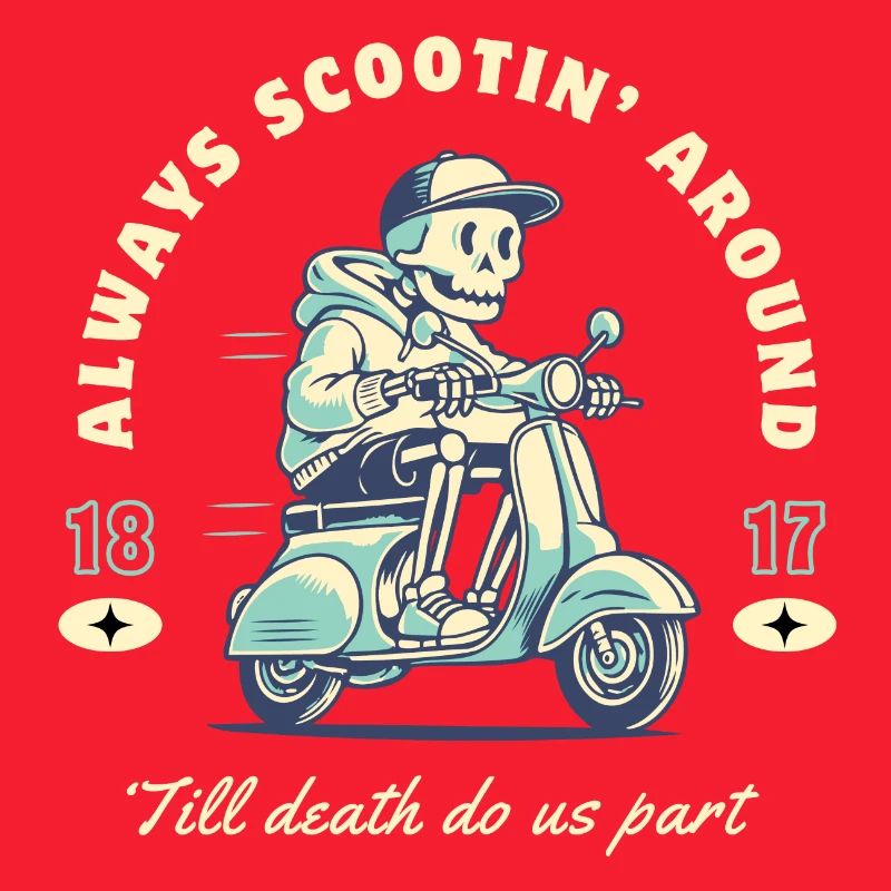Always Scootin’ – Retro Skull Scooter