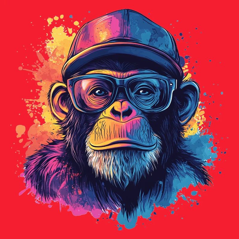 Aquarelle Hipster Singe