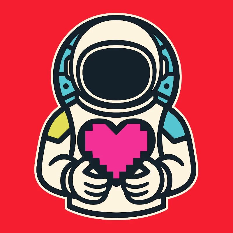 Astronaut mit Pixelherz