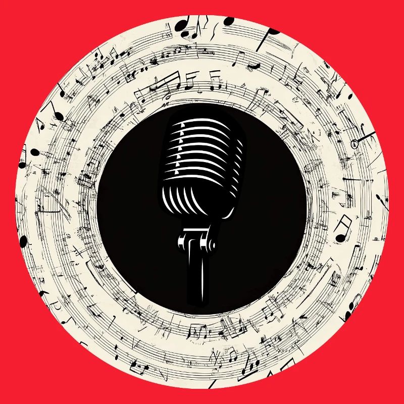Microphone Musical Notes Art
