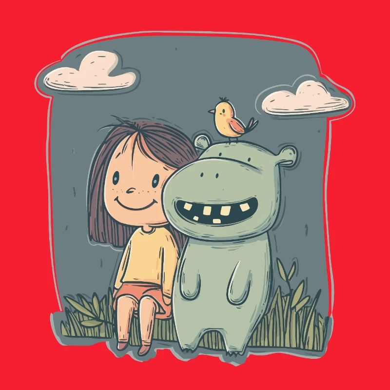 Mädchen und Nilpferd Freundschaft