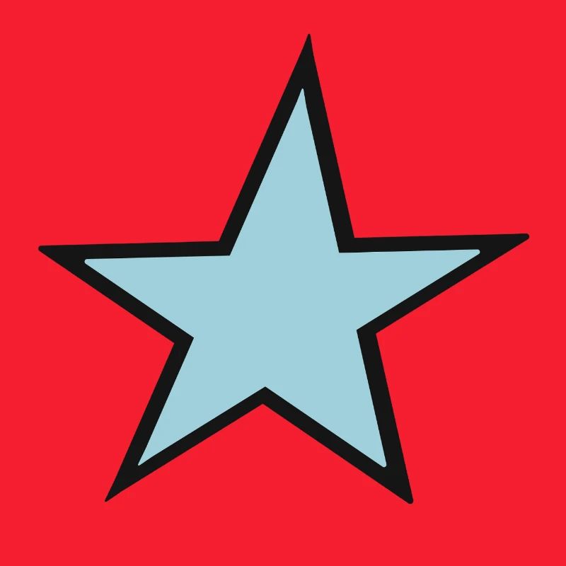 Bright blue star with black border
