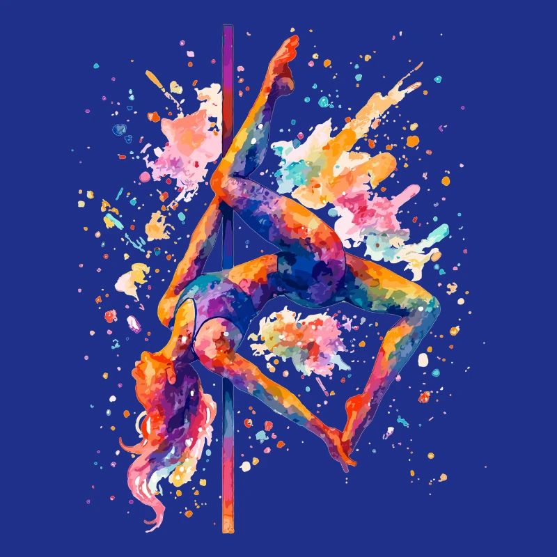 Pole Dance Poledancerin Aquarell bunt Geschenk