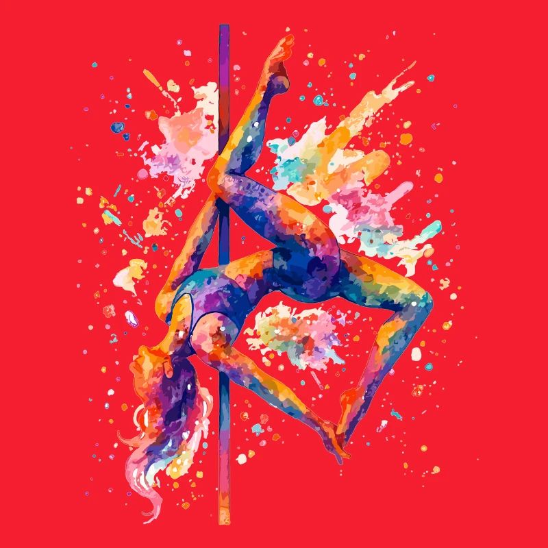 Pole Dance Pole Dancer Aquarelle Cadeau coloré