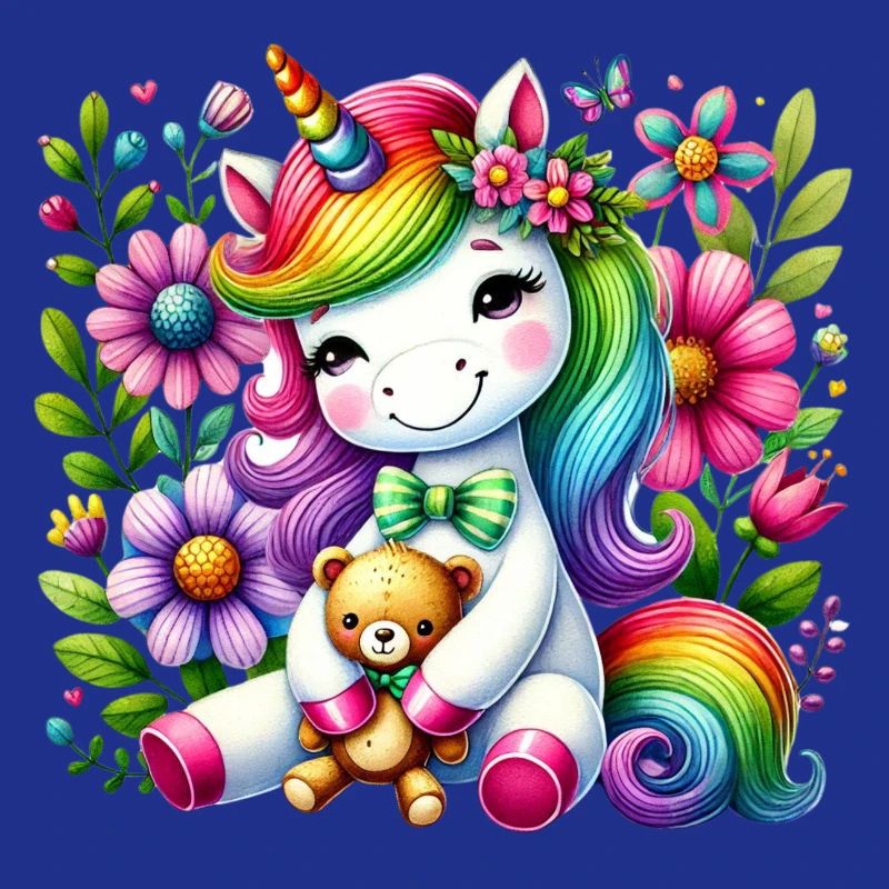 Regenbogen Einhorn Blumentraum